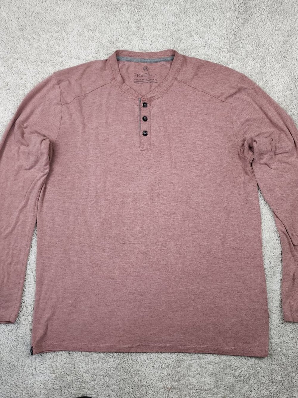 Free Fly Henley Shirt Mens XL Red Bamboo Performance Long Sleeve Golf fish USA